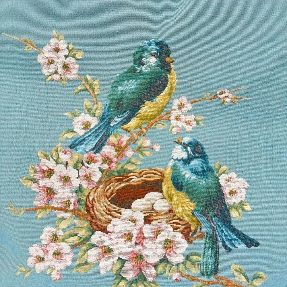 LORRAINE Maison de Provence Bluebirds Tapestry Pillow Cover